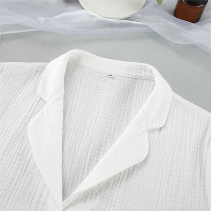 Solid Color Short Sleeve Long Pants Pajama Set