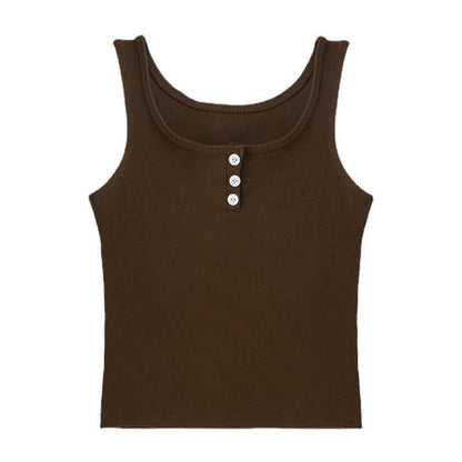 Solid Color Sleeveless U-Neck High Stretch Slim Fit Vest