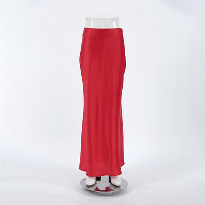 Sleek Satin Mermaid Skirt in Solid Color