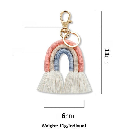 Handcrafted Rainbow Tassel Necklace with U-Shaped Pendant