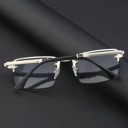 Fashion Half-Frame Diamond Cut Edge Sunglasses