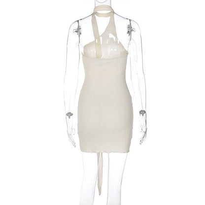 Halter Cutout Ribbon Detail Dress