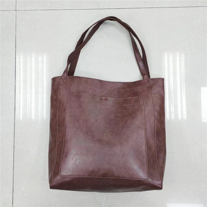 High-Capacity Soft Leather Tote Bag with Multiple Pockets