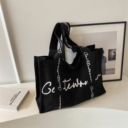 Chic Canvas Tote Bag Featuring Bold Letter Print