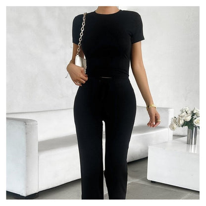 Stylish Monochrome Round Neck Urban Casual Suit