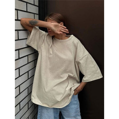 Distressed Casual Loose Fit Crewneck T-Shirt