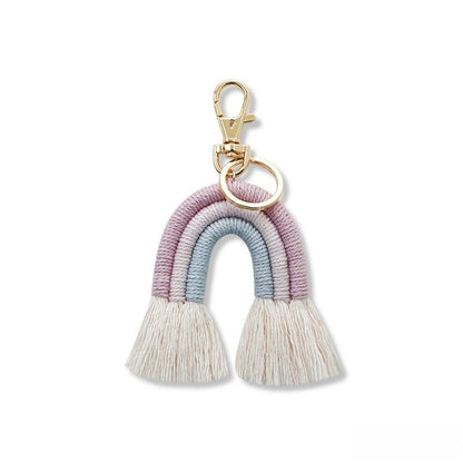 Handcrafted Rainbow Tassel Necklace with U-Shaped Pendant