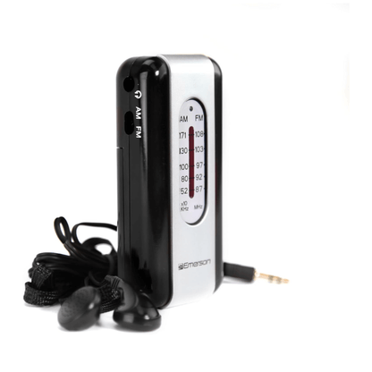 Emerson Portable AMFM Radio with Earbuds and Wide Frequency Range of Stations