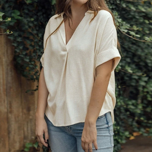 Relaxed Fit V-Neck Casual Comfort Shirt Top