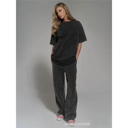 Distressed Casual Loose Fit Crewneck T-Shirt