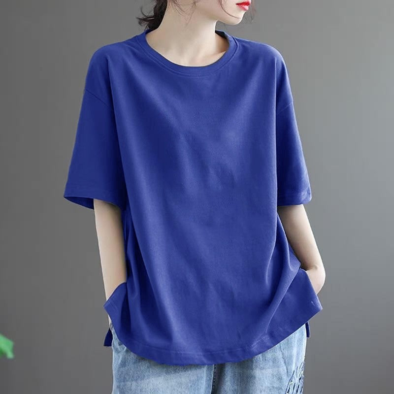 Casual Loose-Fit Solid Color T-Shirt