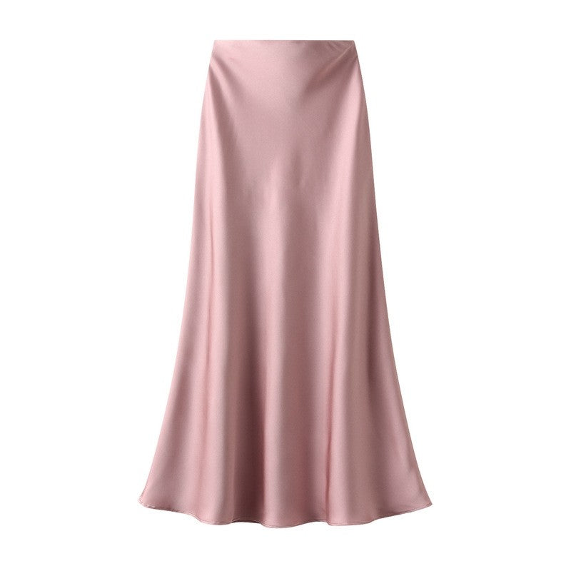 High Waisted Satin Fishtail Maxi Skirt