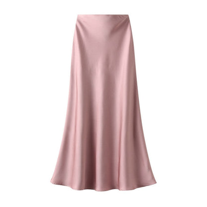 High Waisted Satin Fishtail Maxi Skirt