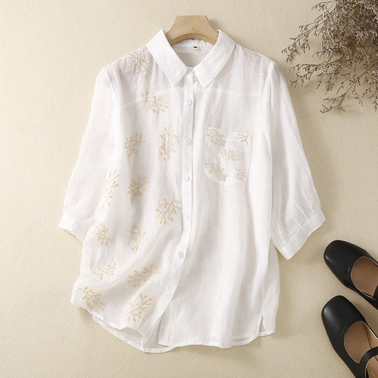 Relaxed Fit Casual Top with Three-Quarter Sleeves