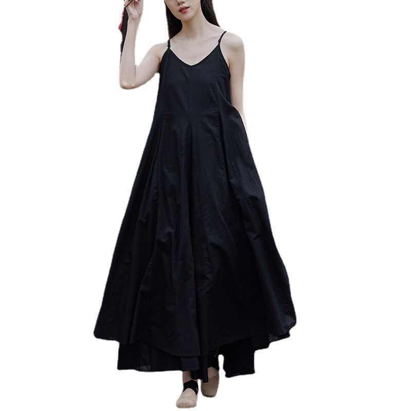 Enhanced Double Layer Swing Halter Dress in Solid Color
