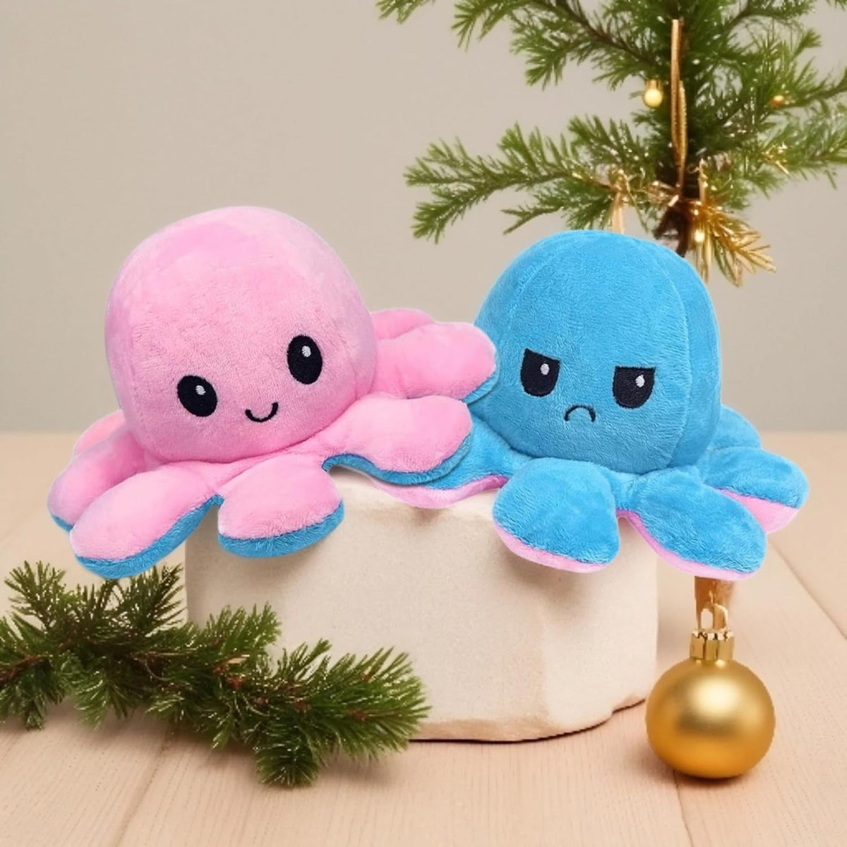 Reversible Octopus Plush Toy 8 Inches – Soft Two-Sided Design - Mystery Color