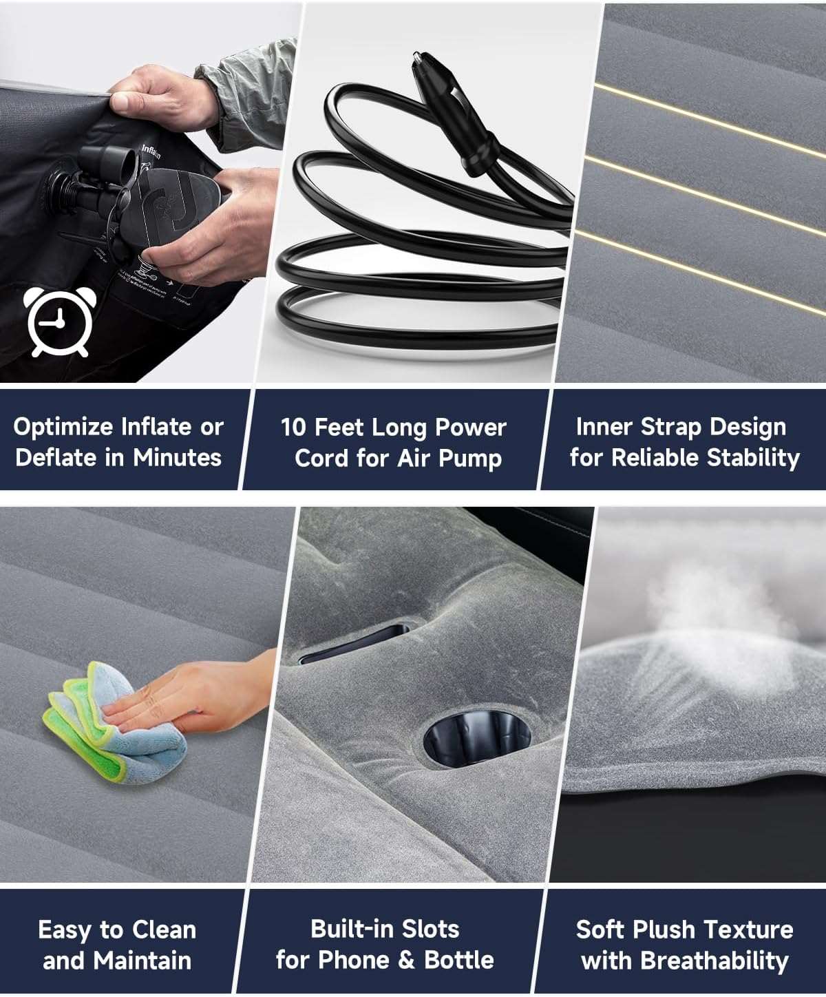 Umbrauto Tesla Y Car Camping SUV Thicken Air Mattress,Gray