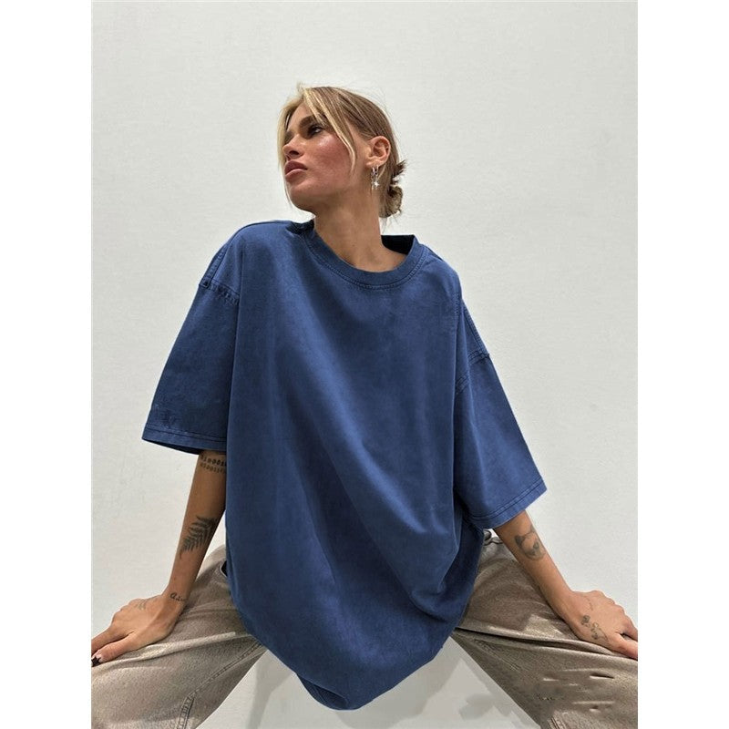 Distressed Casual Loose Fit Crewneck T-Shirt