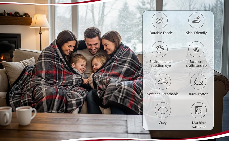 Midnight Plaid Sherpa Throw Blanket 50 x 60 Inches – Soft Fleece Front with Plush Sherpa Backing, Cozy Warm Decorative Throw for Sofa, Couch, Bed & Living Room