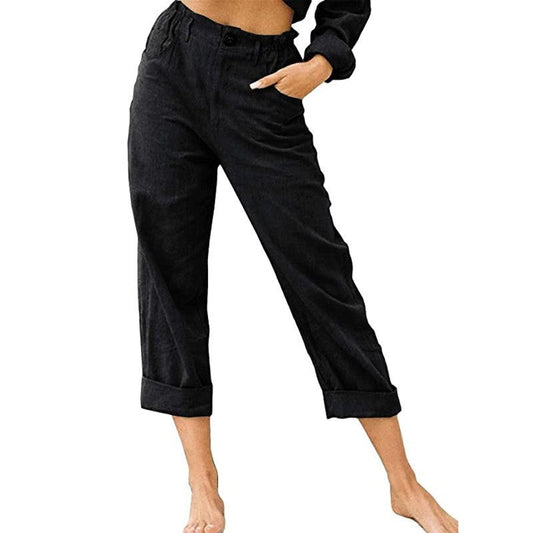 Relaxed Fit High-Waisted Casual Trousers