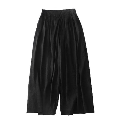 Solid Color Elastic Waist Wide Leg Casual Loose Thin Pants