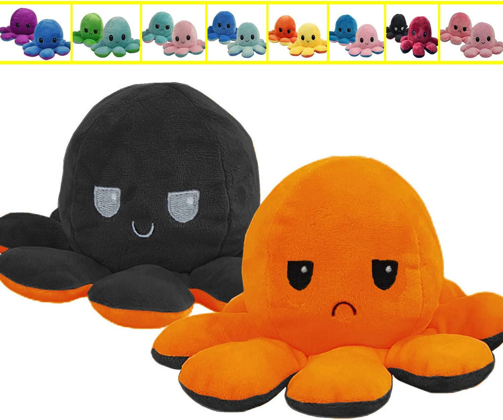Reversible Octopus Plush Toy 8 Inches – Soft Two-Sided Design - Mystery Color