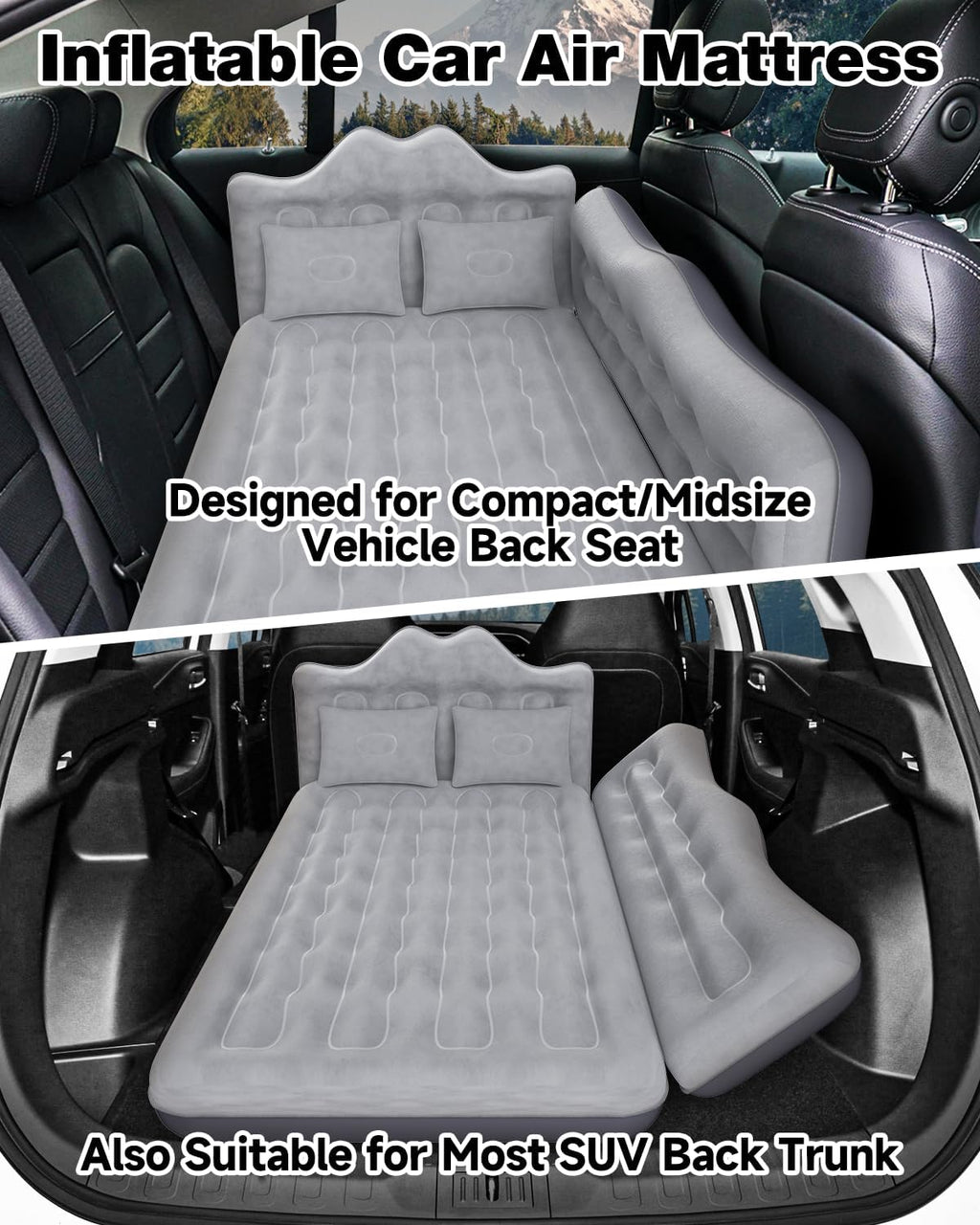 Umbrauto 23.62in/60cm Wide Inflatable Truck Mattress Car & SUV Back Seat Camping Bed with Pump