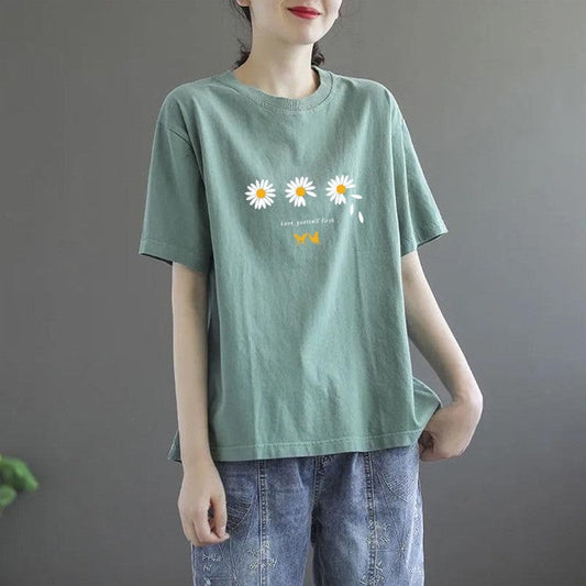 Floral Print Casual Loose Fit Women's T-Shirt