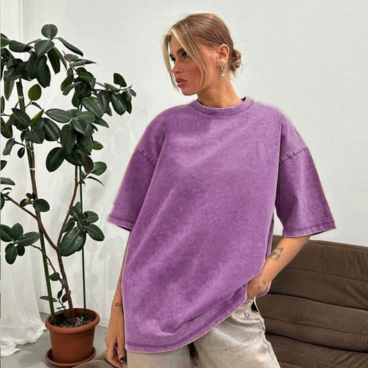 Distressed Casual Loose Fit Crewneck T-Shirt