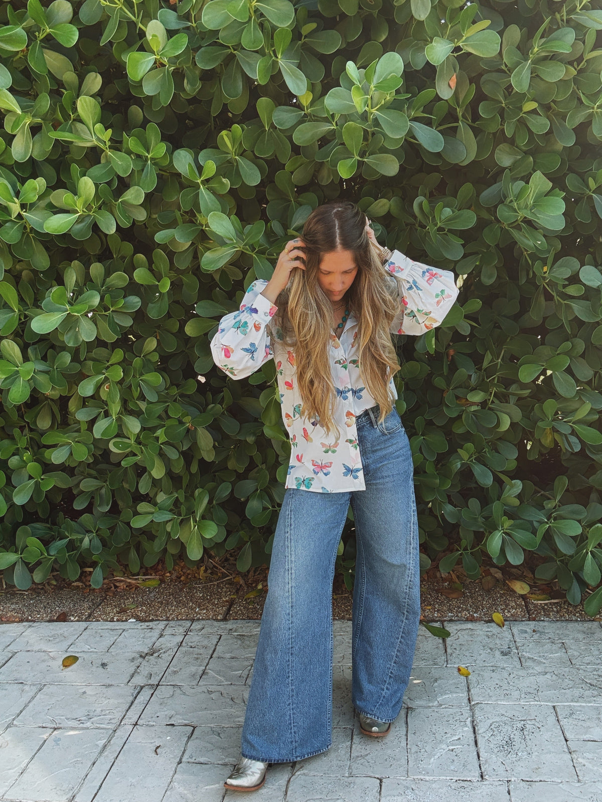Eyes Without a Face Butterfly Button Up Blouse