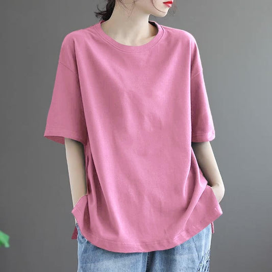 Casual Loose-Fit Solid Color T-Shirt