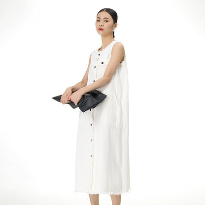 Long Sleeveless Cardigan Vest Dress