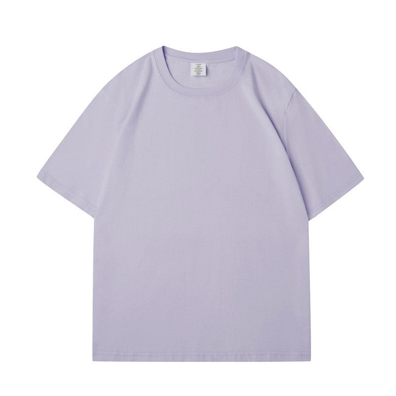 Solid Color Unisex Round Neck T-Shirt with Small Neckline