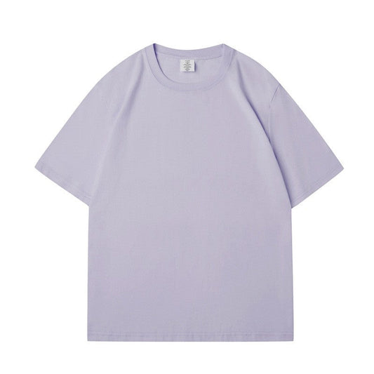 Solid Color Unisex Round Neck T-Shirt with Small Neckline