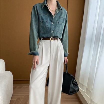 Vintage Denim Shirt - Casual and Versatile Classic