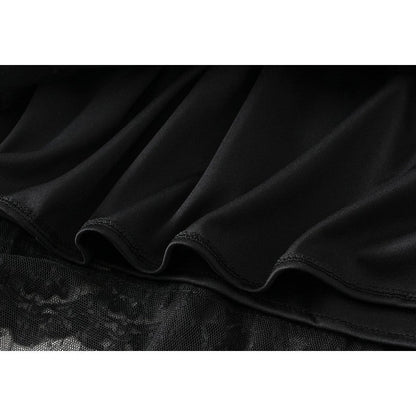 Layered Lace Patchwork A-Line Skirt in Solid Color