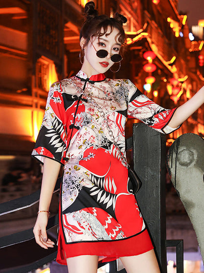Vintage Artistic Retro Printes Short Cheongsams