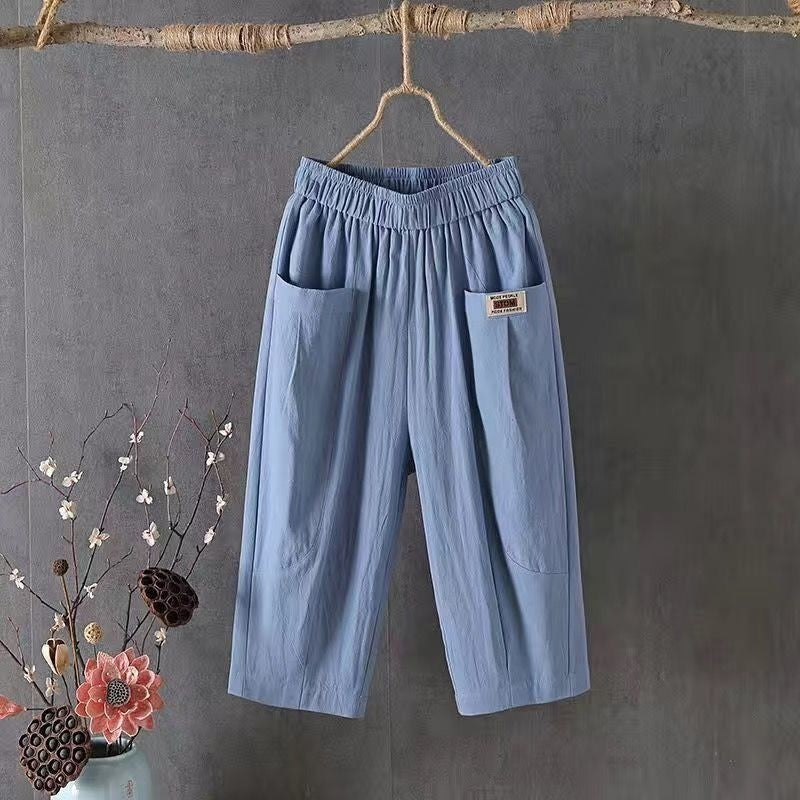 Breathable Loose-Fit Cropped Harem Pants with Elastic Waist for Ultimate Comfort