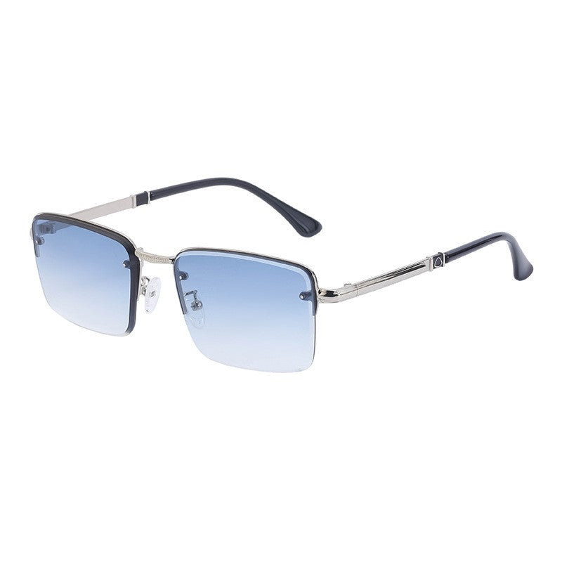 Fashion Half-Frame Diamond Cut Edge Sunglasses