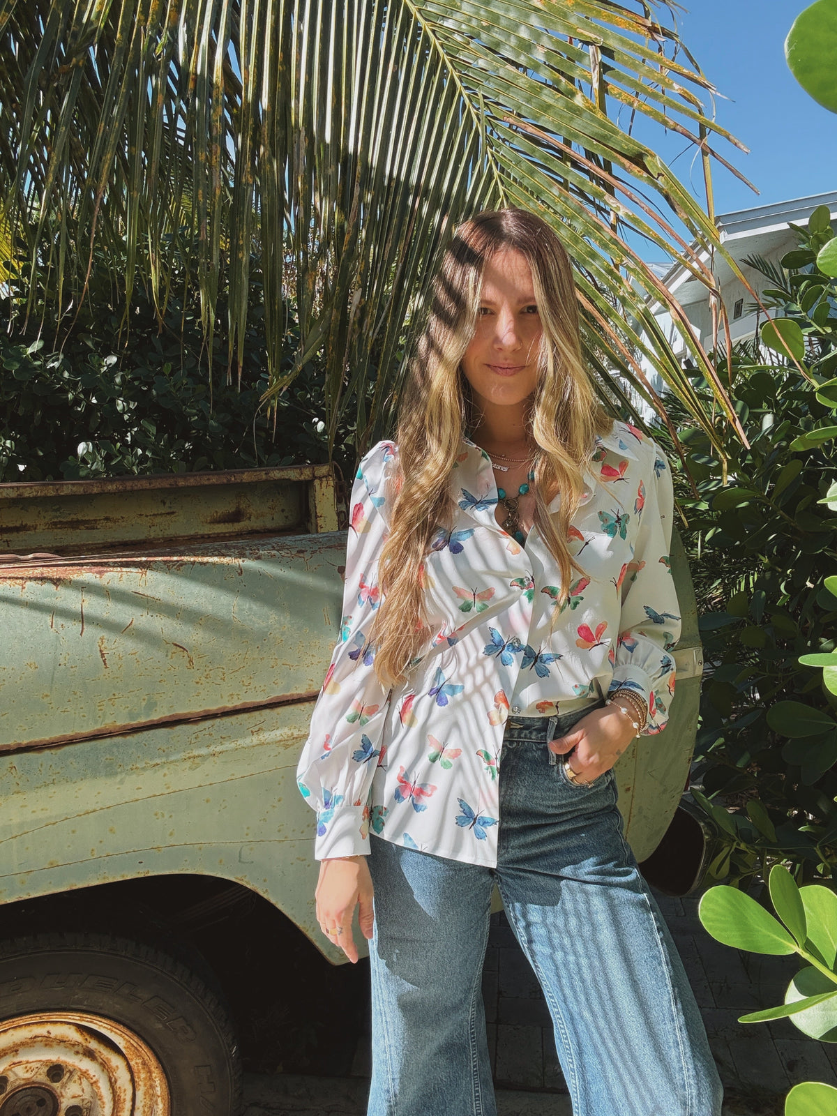 Eyes Without a Face Butterfly Button Up Blouse