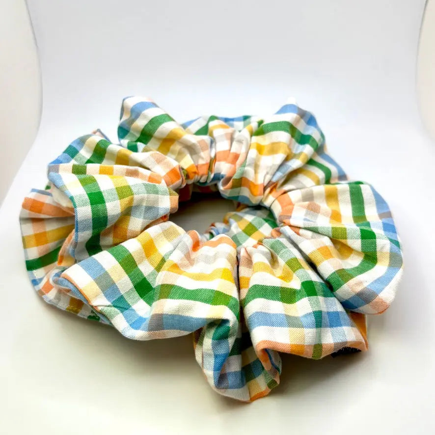Blue & Orange Plaid Scrunchie