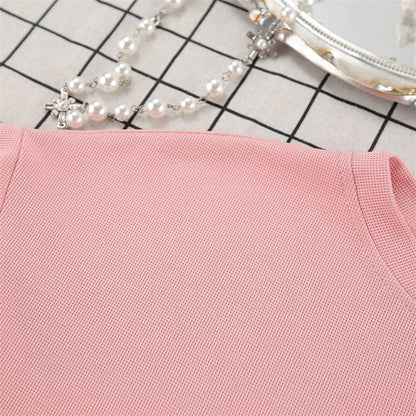 Solid Color Knit Short Sleeve Shorts Pajama Set