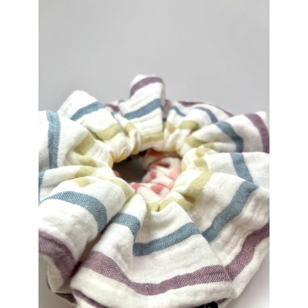 Rainbow White Striped Scrunchie