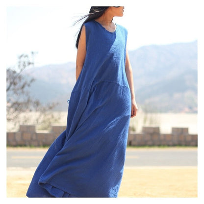 Relaxed Fit Double-Layered Solid Color Dress