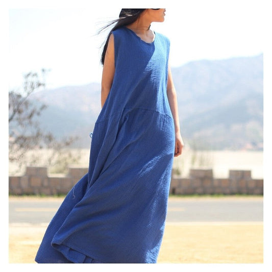 Relaxed Fit Double-Layered Solid Color Dress