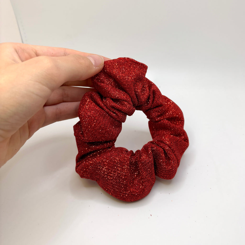 Mini Bright Red Sparkle Scrunchie
