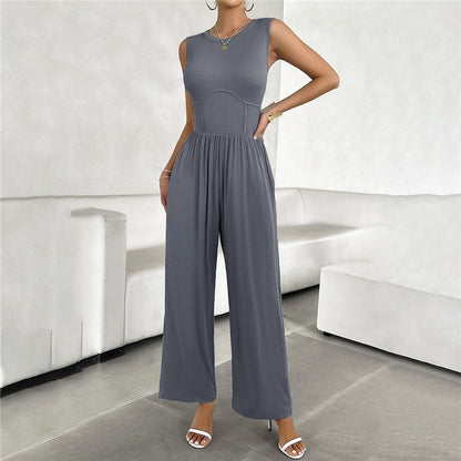 Sleek Sleeveless Jumpsuit in Solid Color