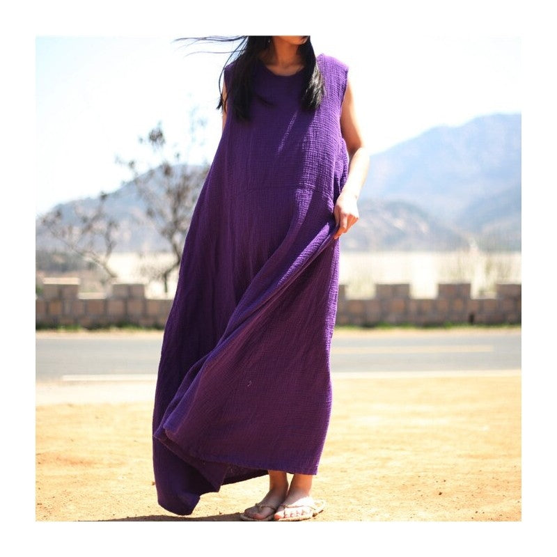 Relaxed Fit Double-Layered Solid Color Dress