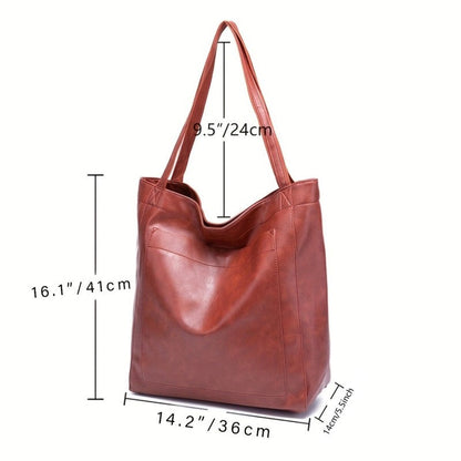 High-Capacity Soft Leather Tote Bag with Multiple Pockets