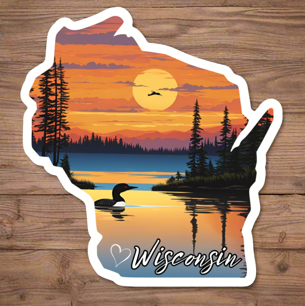 WI Sunset Loon Sticker